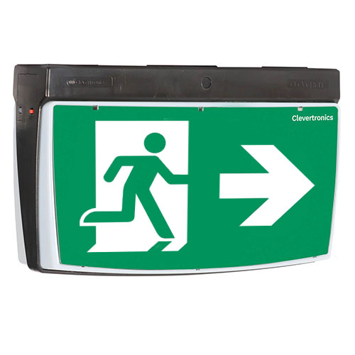 Cleverfit Exit, Surface Mount, LP, Clevertest Plus, All Pictograms, Single or Double Sided, Black
